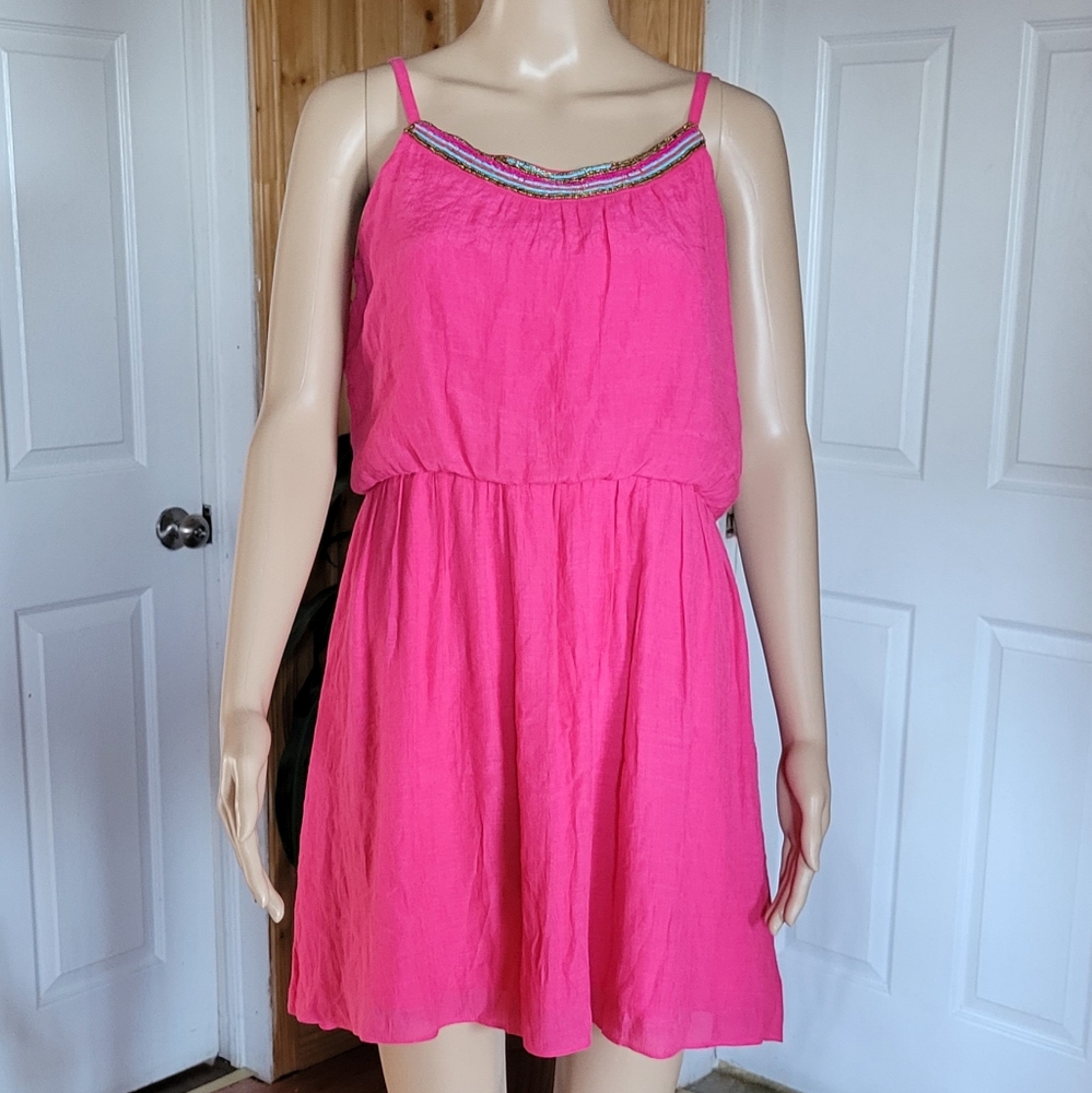 Iz Byer Blouson Dress Fushia Pink